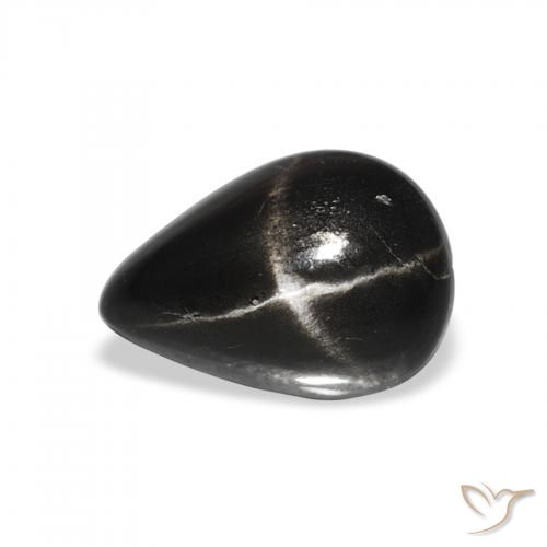 2.24ct Натуральный Черный Звездчатый Диопсид, Форма груши, Непрозрачный