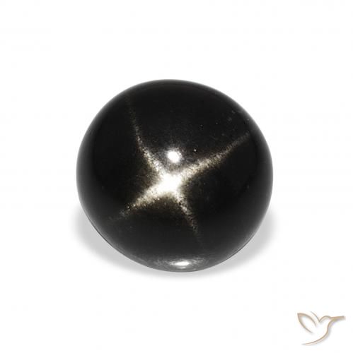 3.55ct Натуральный Черный Звездчатый Диопсид, Круглый, Непрозрачный