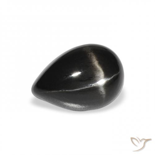 2.37ct Натуральный Черный Звездчатый Диопсид, Форма груши, Непрозрачный