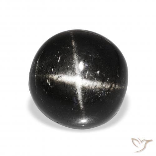 11.74ct Черный Звездчатый Диопсид, Круглый, Непрозрачный