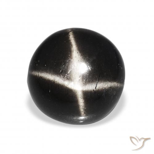 8.06ct Черный Звездчатый Диопсид, Круглый, Непрозрачный