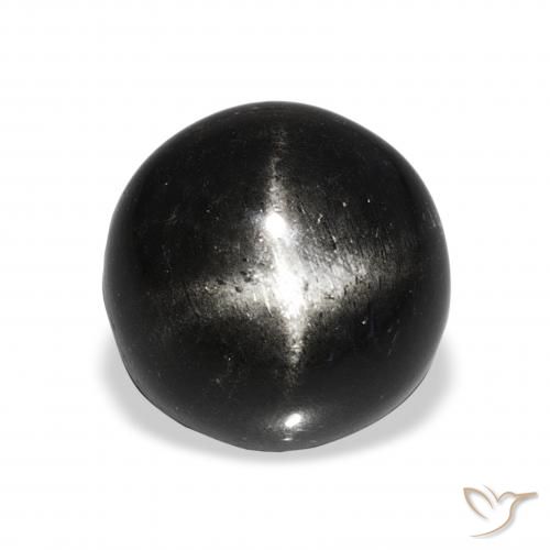 11.09ct Черный Звездчатый Диопсид, Круглый, Непрозрачный