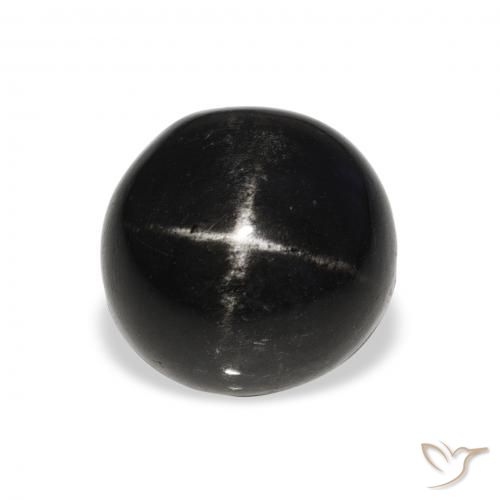 7.94ct Натуральный Черный Звездчатый Диопсид, Круглый, Непрозрачный