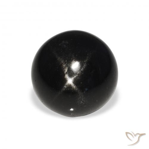 7.08ct Натуральный Черный Звездчатый Диопсид, Круглый, Непрозрачный