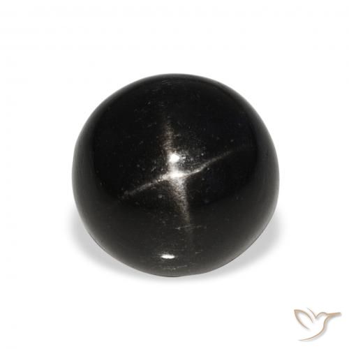 8.59ct Натуральный Черный Звездчатый Диопсид, Круглый, Непрозрачный