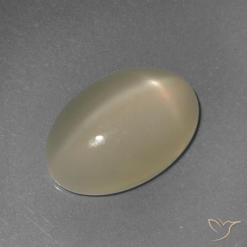 6.72ct Натуральный Светло-желтый Звездчатый Лунный Камень, Овал, Полупрозрачный