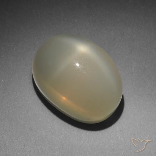11.49ct Натуральный Очень светло-коричневый Звездчатый Лунный Камень, Овал, Полупрозрачный