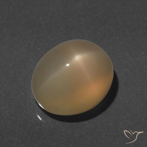9.66ct Натуральный Светло-персиково-золотой Звездчатый Лунный Камень, Овал, Полупрозрачный