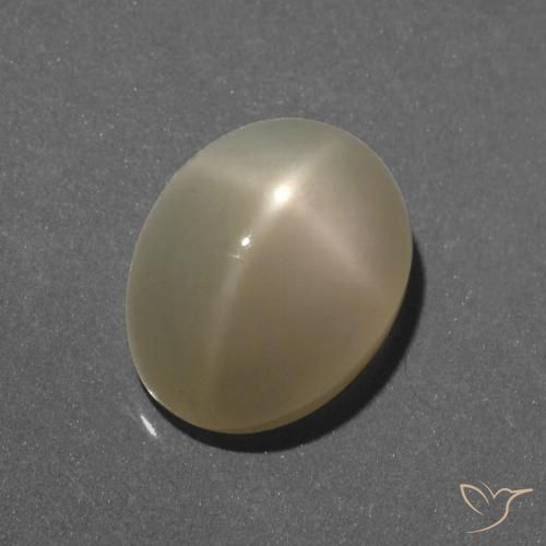 6.35ct Натуральный Светло-желтый Звездчатый Лунный Камень, Овал, Полупрозрачный