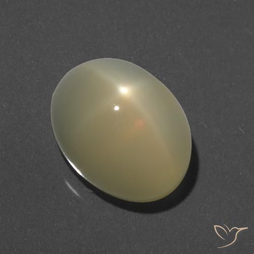 7.95ct Натуральный Светло-желтый Звездчатый Лунный Камень, Овал, Полупрозрачный