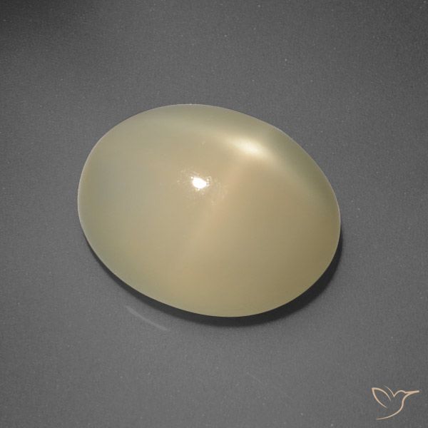 5.83ct Натуральный Светло-желтый Звездчатый Лунный Камень, Овал, Полупрозрачный