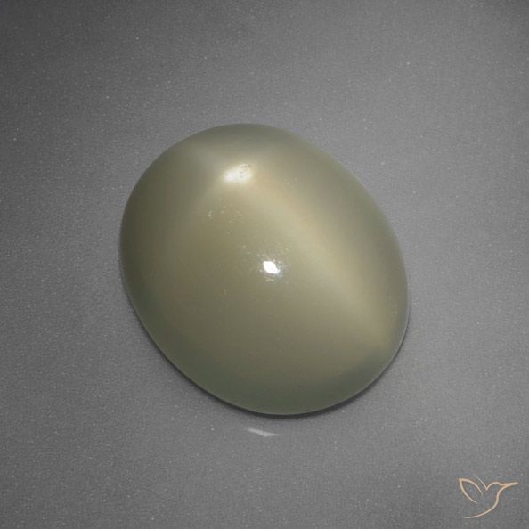 5.67ct Натуральный Средний желто-серый Звездчатый Лунный Камень, Овал, Полупрозрачный