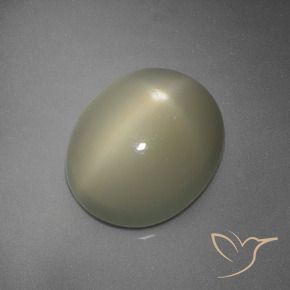 5.67 карата, натуральный Средний желто-серый Звездчатый Лунный Камень, Овал, Полупрозрачный