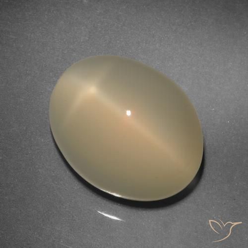 11.92ct Натуральный Бледно-коричневый Звездчатый Лунный Камень, Овал, Полупрозрачный
