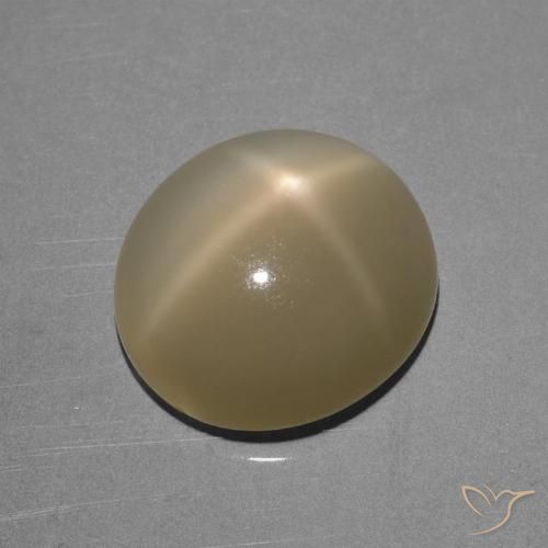 6.68ct Натуральный Светло-желтый коричневый Звездчатый Лунный Камень, Овал, Полупрозрачный