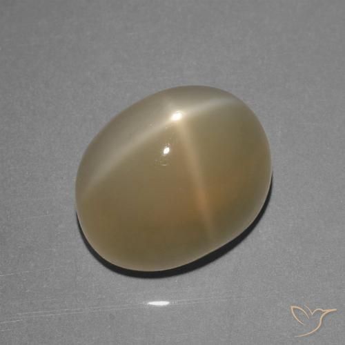 8.39ct Натуральный Бледно-коричневый Звездчатый Лунный Камень, Овал, Полупрозрачный