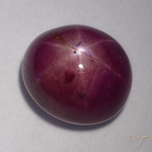 11.47ct Натуральный Малиново-красный Звездчатый Рубин, Овал, Непрозрачный