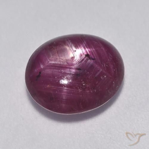 4.48ct Натуральный Малиново-красный Звездчатый Рубин, Овал, Полупрозрачный