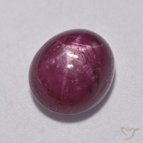 6.08ct Натуральный Малиново-красный Звездчатый Рубин, Овал, Непрозрачный