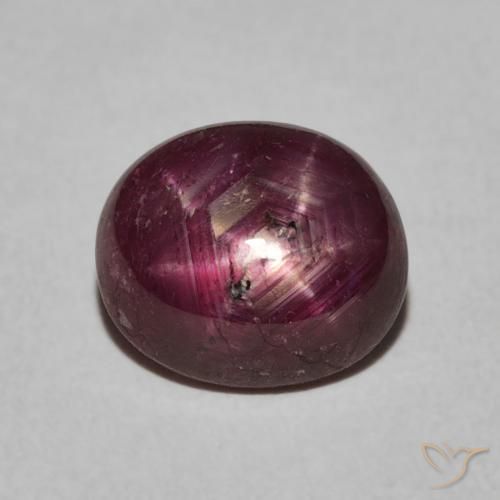 4.38ct Натуральный Medium Dark-Purple Звездчатый Рубин, Овал, Непрозрачный