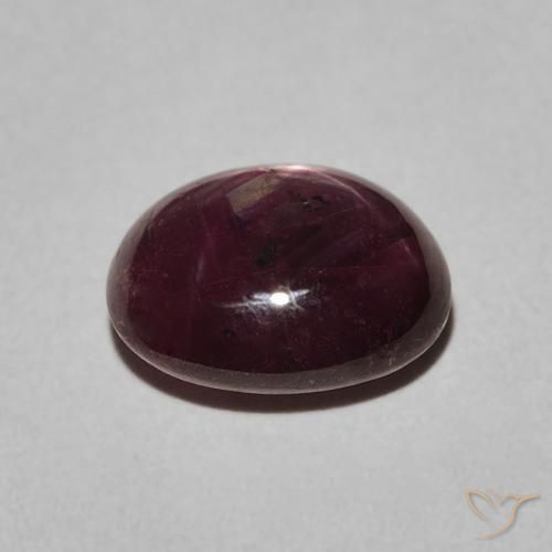 4.38 карата, натуральный Medium Dark-Purple Звездчатый Рубин, Овал, Непрозрачный