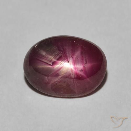 4.72ct Натуральный Сливовый фиолетовый Звездчатый Рубин, Овал, Непрозрачный