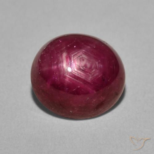 5.50ct Натуральный Ягодный фиолетовый Звездчатый Рубин, Овал, Непрозрачный