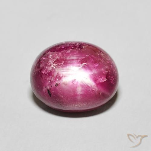 5.18ct Натуральный Розовато-красный Звездчатый Рубин, Овал, Непрозрачный