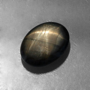 4.26 карата, натуральный Черный Звездчатый сапфир, Огранка Овал, Непрозрачный