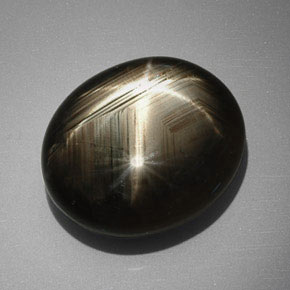 32.74 карата, натуральный Черный Звездчатый сапфир, Огранка Овал, Непрозрачный