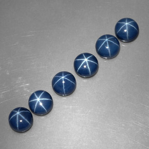  карата, натуральный Синий / Голубой Звездчатый сапфир, Огранка Круг, Непрозрачный