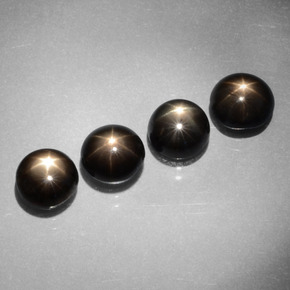  карата, натуральный Черный Звездчатый сапфир, Огранка Круг, Непрозрачный