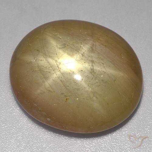 32.87ct Натуральный Оранжево-золотой Звездчатый сапфир, Овал, Непрозрачный