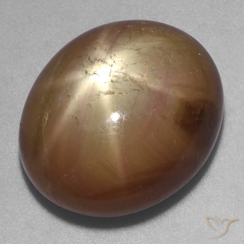 22.20ct Натуральный Оранжево-золотой Звездчатый сапфир, Овал, Непрозрачный