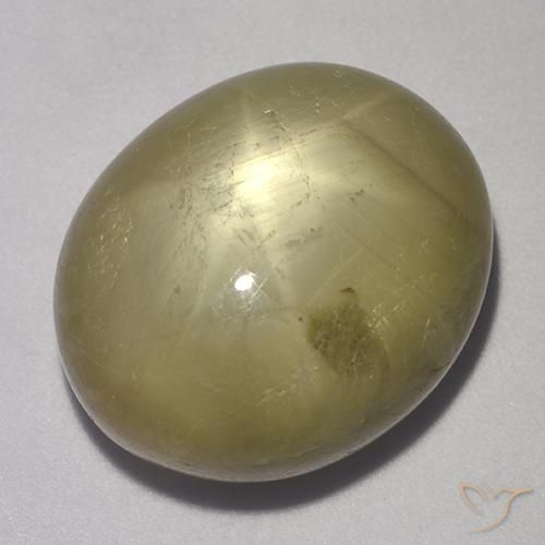 37.26ct Натуральный Нейтральный желтый Звездчатый сапфир, Овал, Непрозрачный