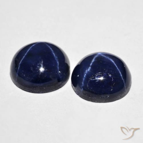 Натуральный синий звёздчатый сапфир 8,96 карата огранка круг, непрозрачный