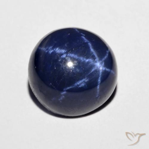 4.46ct Натуральный Темно-синий Звездчатый сапфир, Круглый, Непрозрачный