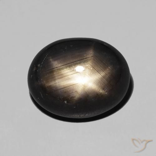 7.18ct Натуральный Черный Звездчатый сапфир, Овал, Непрозрачный