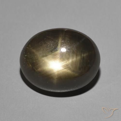5.97ct Натуральный Черный Звездчатый сапфир, Овал, Непрозрачный