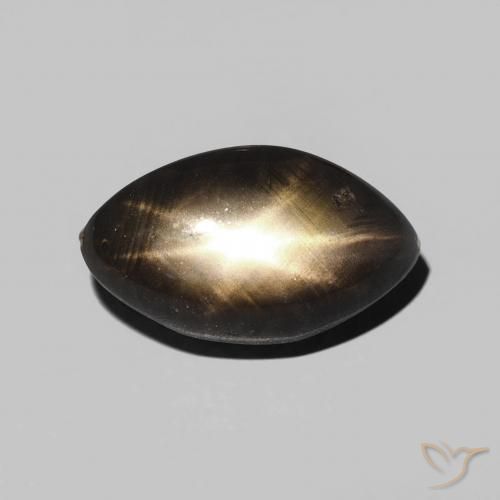 3.28ct Натуральный Черный Звездчатый сапфир, Маркиза, Непрозрачный