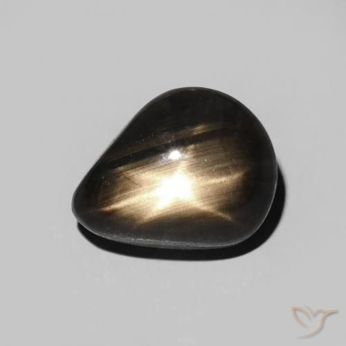 3.86ct Натуральный Черный Звездчатый сапфир, Форма груши, Непрозрачный