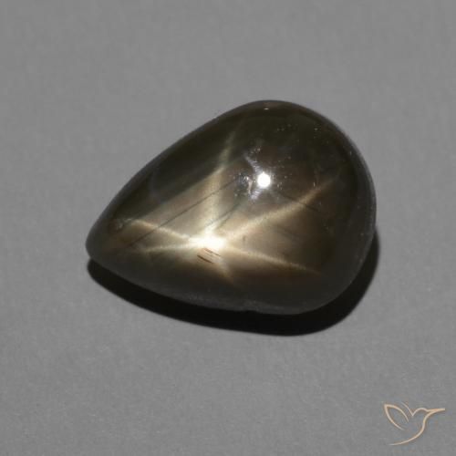 2.50ct Натуральный Черный Звездчатый сапфир, Форма груши, Непрозрачный