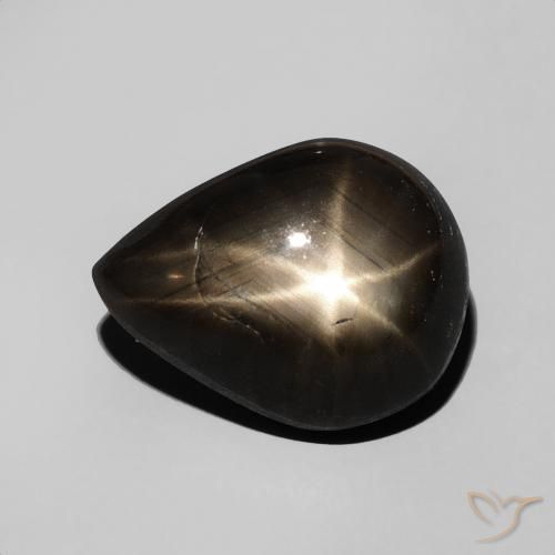 4.69ct Натуральный Черный Звездчатый сапфир, Форма груши, Непрозрачный