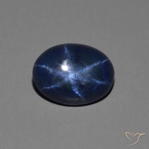 1.44ct Натуральный Темно-синий Звездчатый сапфир, Овал, Непрозрачный