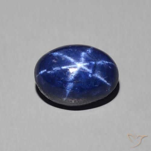 1.52ct Натуральный Темно-синий Звездчатый сапфир, Овал, Непрозрачный