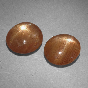  карата, натуральный Золотисто-коричневый Звездчатый Солнечный Камень, Огранка Овал, Непрозрачный