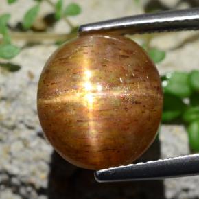 Натуральный Золотисто-коричневый Звёздчатый солнечный камень 6,17 карата Огранка Овал, Непрозрачный