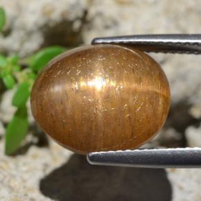 Натуральный Коричневый Звёздчатый солнечный камень 8,35 карата Огранка Овал, Непрозрачный