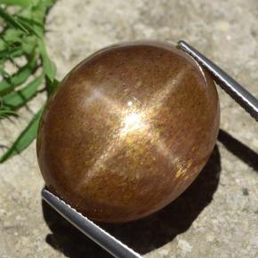 Натуральный Золотисто-коричневый Звёздчатый солнечный камень 39,02 карата Огранка Овал, Непрозрачный