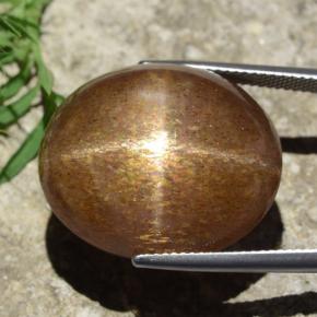 Натуральный Золотисто-коричневый Звёздчатый солнечный камень 39,02 карата Огранка Овал, Непрозрачный